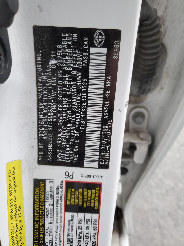2014 Toyota Camry VIN 4T4BF1FK2ER380529 Copart auction photo, front end damage thumbnail 13