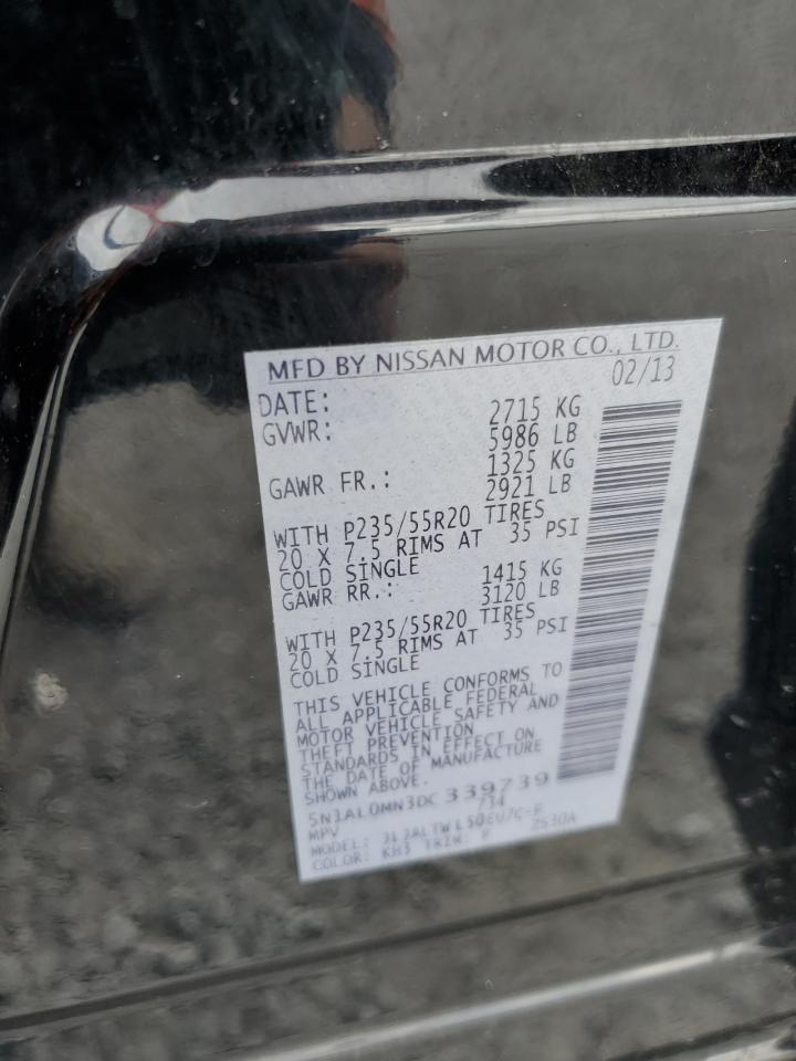 2013 Infiniti JX VIN 5N1AL0MN3DC339739 Copart auction photo, front end damage thumbnail 15