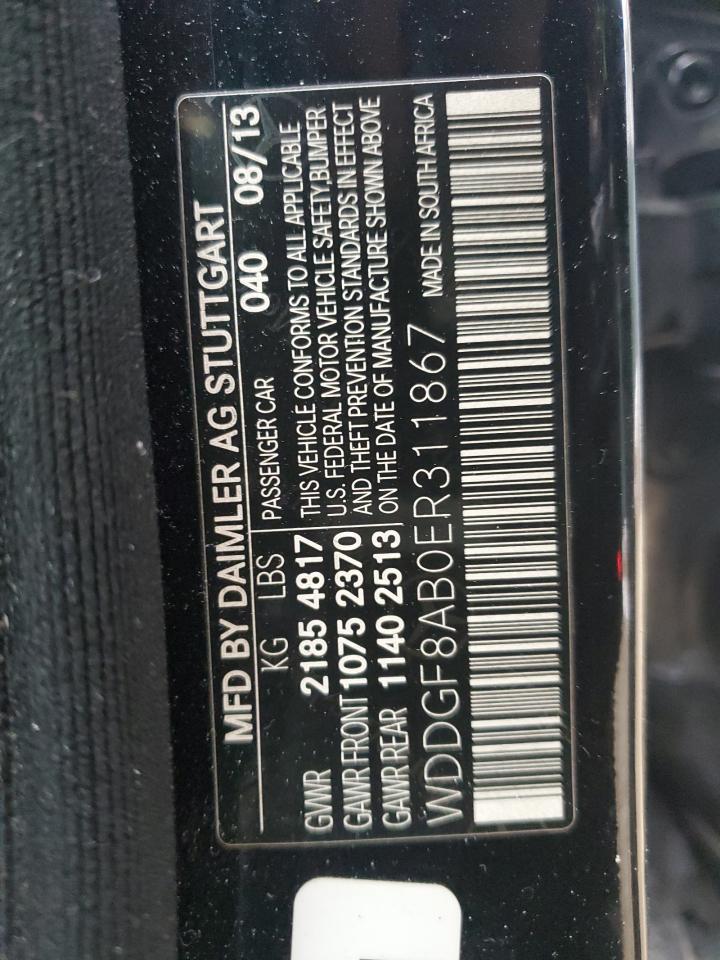 2014 Mercedes-Benz C-klasse VIN WDDGF8AB0ER311867 Copart auction photo, front end / minor dent/scratches damage thumbnail 13