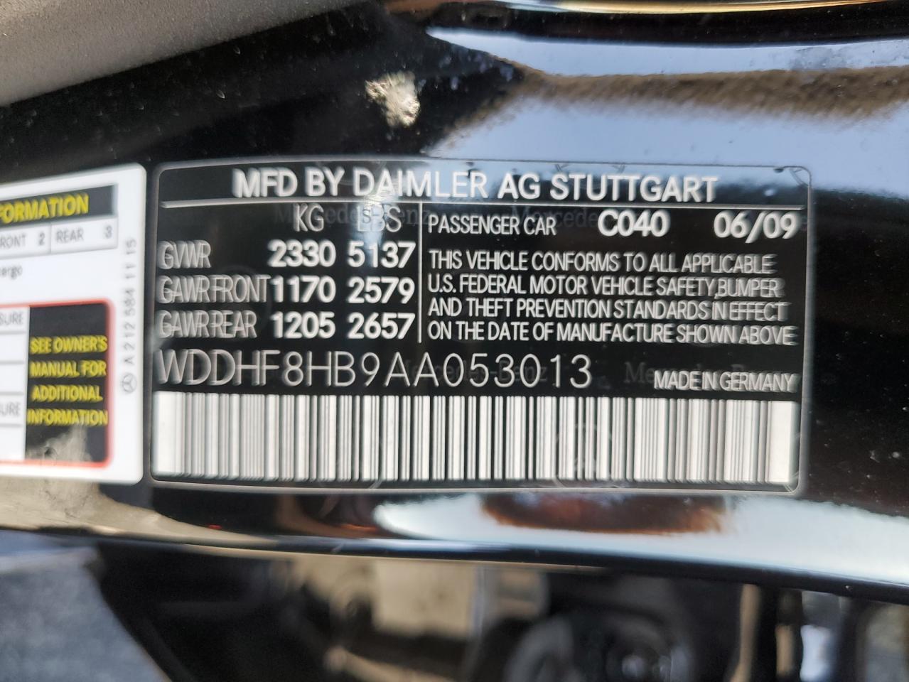 2010 Mercedes-Benz E-klasse VIN WDDHF8HB9AA053013 Copart auction photo, vandalism / minor dent/scratches damage thumbnail 12