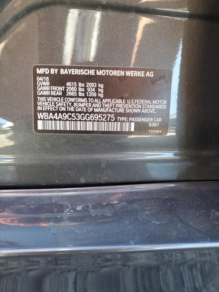 2016 BMW 4er VIN WBA4A9C53GG695275 Copart auction photo, all over / side damage thumbnail 14