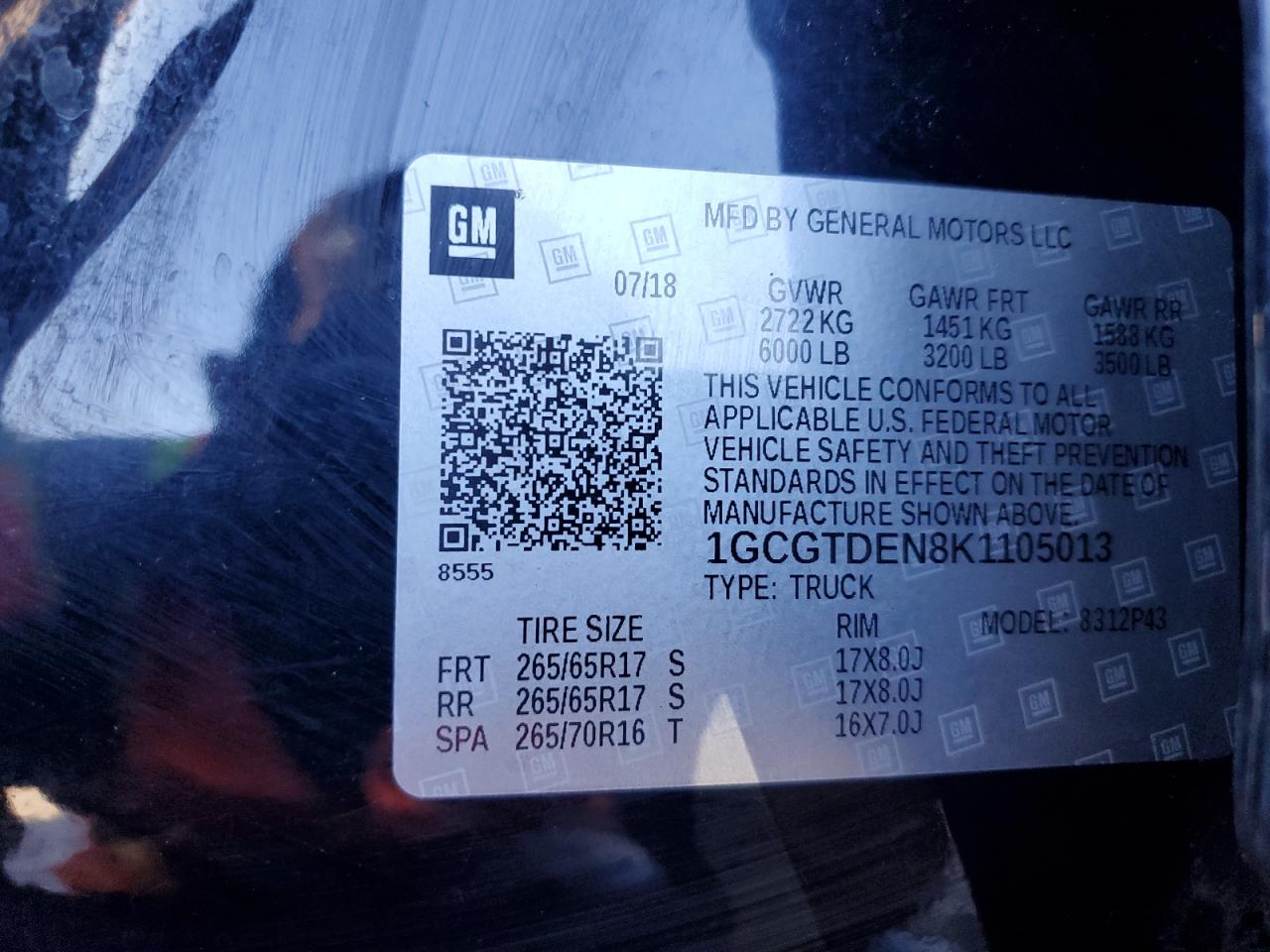 2019 Chevrolet Colorado VIN 1GCGTDEN8K1105013 Copart auction photo, all over damage thumbnail 13