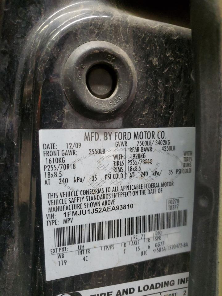 2010 Ford Expedition VIN 1FMJU1J52AEA93810 Copart auction photo, front end damage thumbnail 16