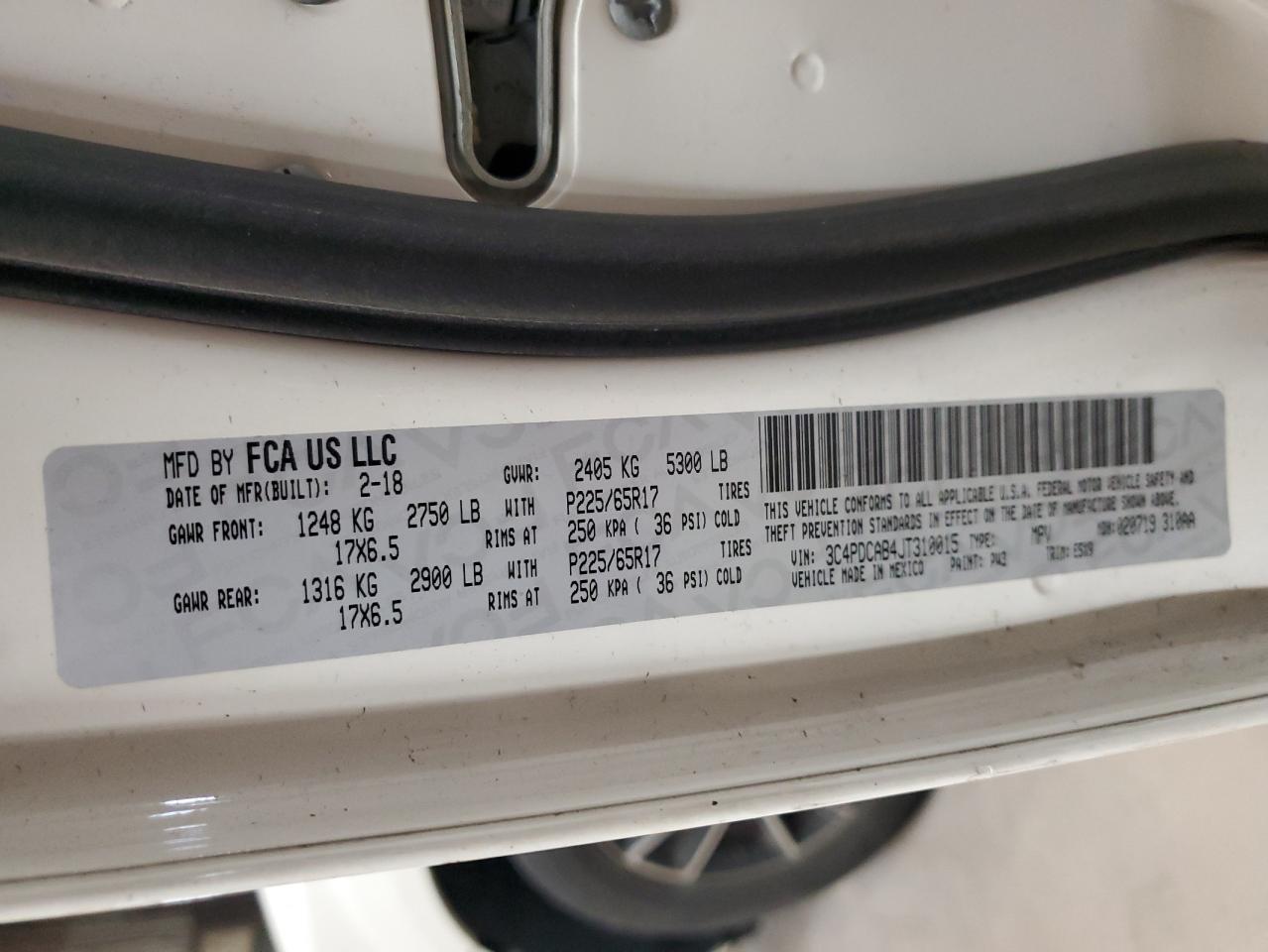 2018 Dodge Journey VIN 3C4PDCAB4JT310015 Copart auction photo, rear end / minor dent/scratches damage thumbnail 13