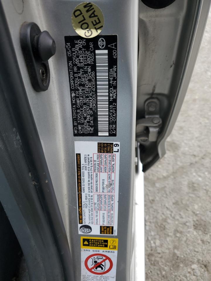 2004 Toyota Prius VIN JTDKB20U140084286 Copart auction photo, mechanical / minor dent/scratches damage thumbnail 12