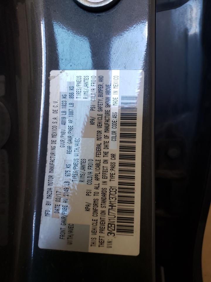 2017 Mazda 3 VIN 3MZBN1U77HM137031 Copart auction photo, front end / rear end damage thumbnail 14