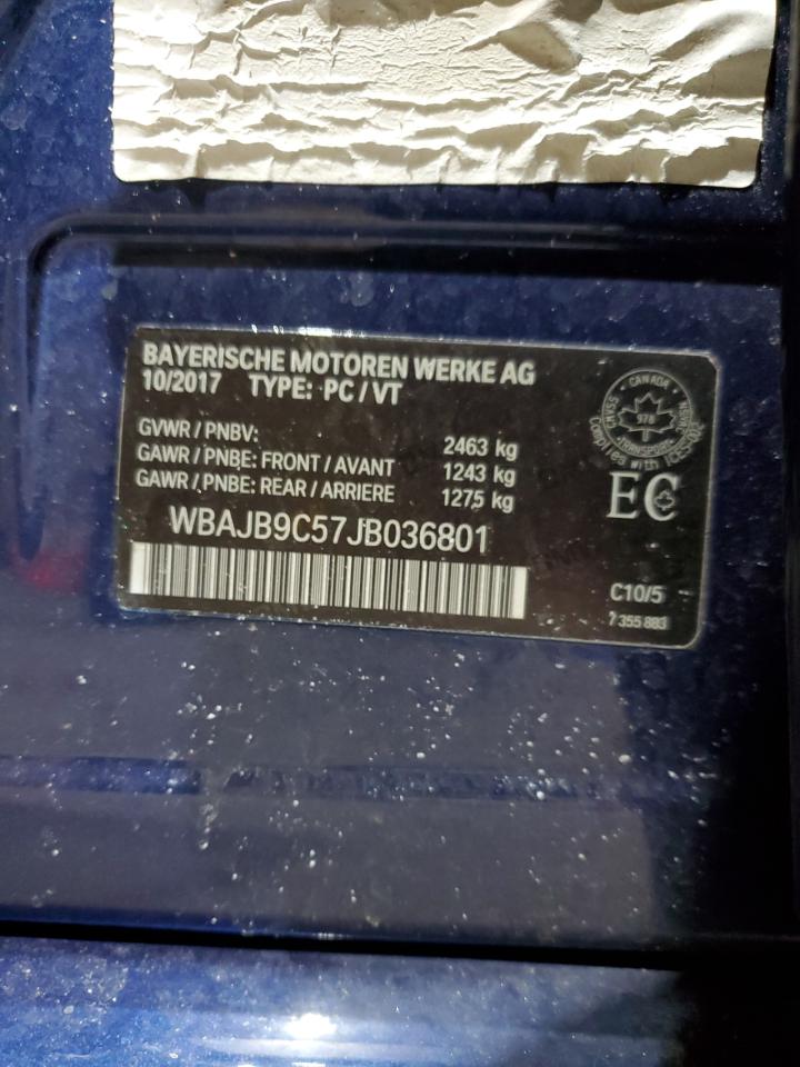 2018 BMW M5 VIN WBAJB9C57JB036801 Copart auction photo, mechanical damage thumbnail 12