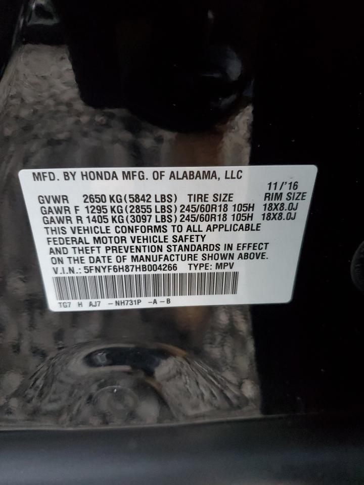 2017 Honda Pilot VIN 5FNYF6H87HB004266 Copart auction photo, front end damage thumbnail 14