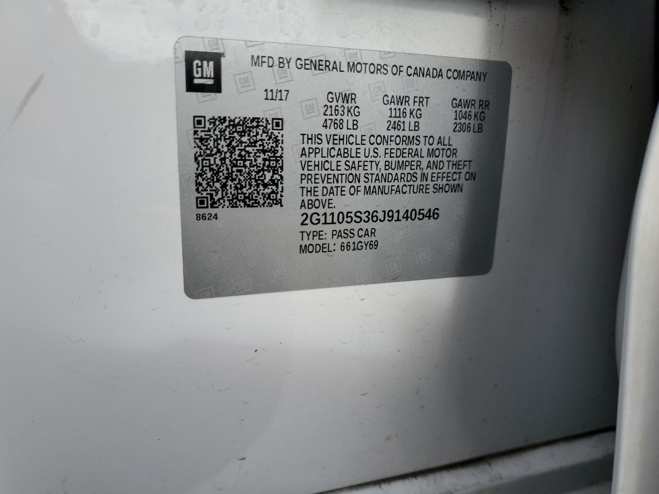 2018 Chevrolet Impala VIN 2G1105S36J9140546 Copart auction photo, front end damage thumbnail 12