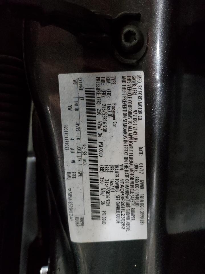 2017 Ford Focus VIN 1FADP3F26HL230262 Copart auction photo, all over / hail damage thumbnail 13