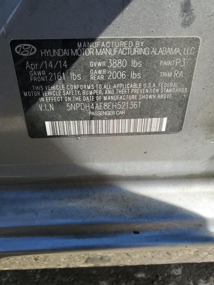 2014 Hyundai Elantra VIN 5NPDH4AE8EH521361 Copart auction photo, front end damage thumbnail 14