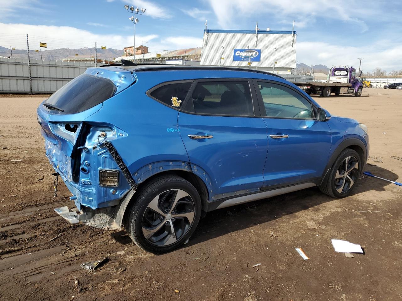 2017 Hyundai Tucson VIN KM8J3CA27HU320817 Copart auction photo, rear end / side damage thumbnail 3
