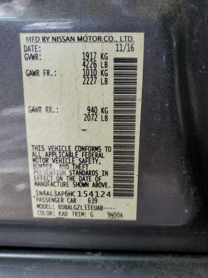 2017 Nissan Altima VIN 1N4AL3AP6HC154124 Copart auction photo, front end damage thumbnail 12