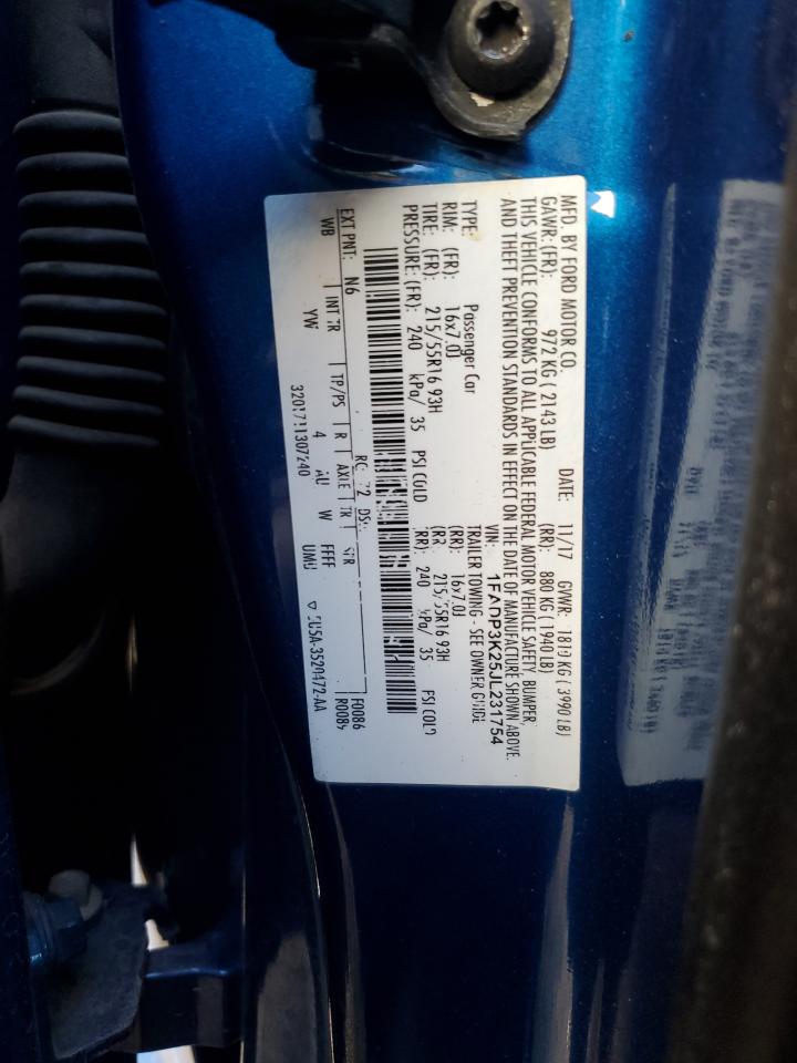 2018 Ford Focus VIN 1FADP3K25JL231754 Copart auction photo, front end / side damage thumbnail 14