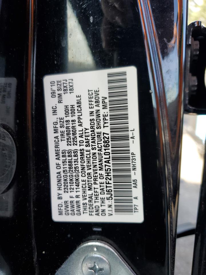 2010 Honda Accord VIN 5J6TF2H57AL016827 Copart auction photo, front end damage thumbnail 15