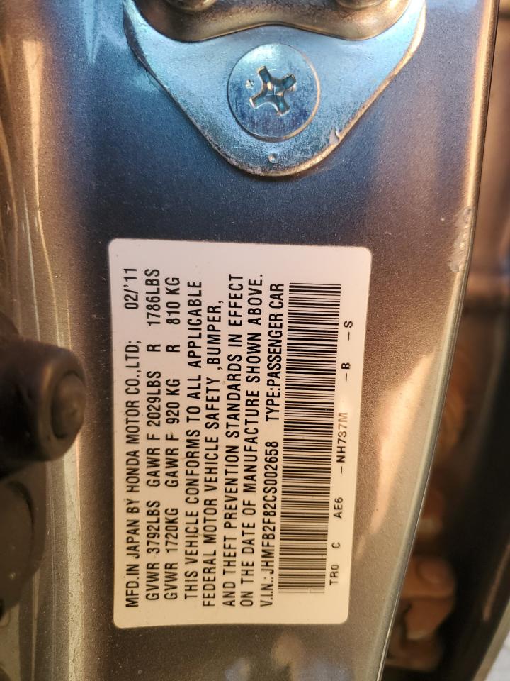 2012 Honda Civic VIN JHMFB2F82CS002658 Copart auction photo, side damage thumbnail 14