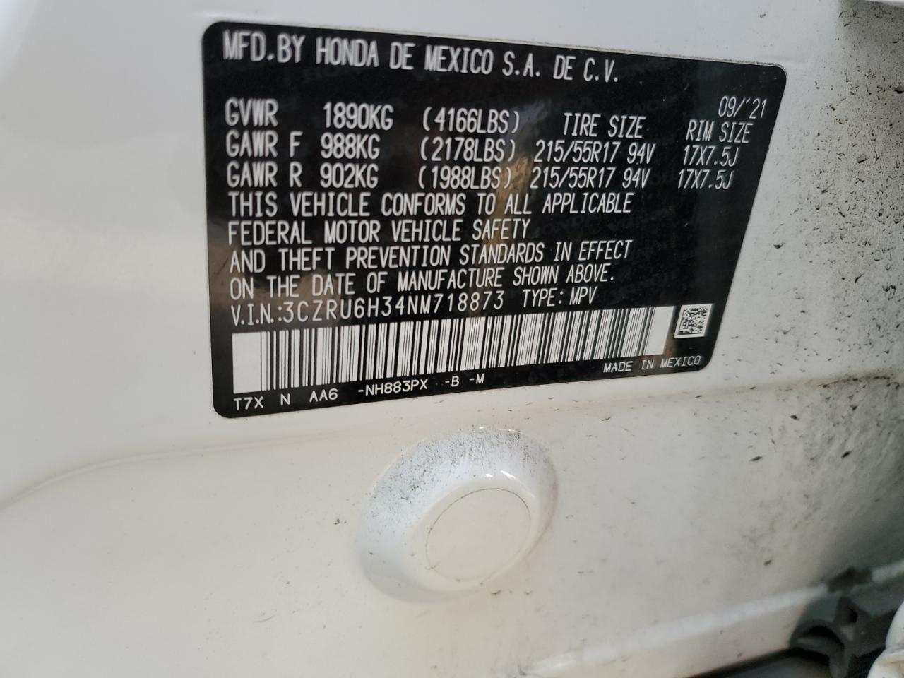 2022 Honda HR-V VIN 3CZRU6H34NM718873 Copart auction photo, front end damage thumbnail 13