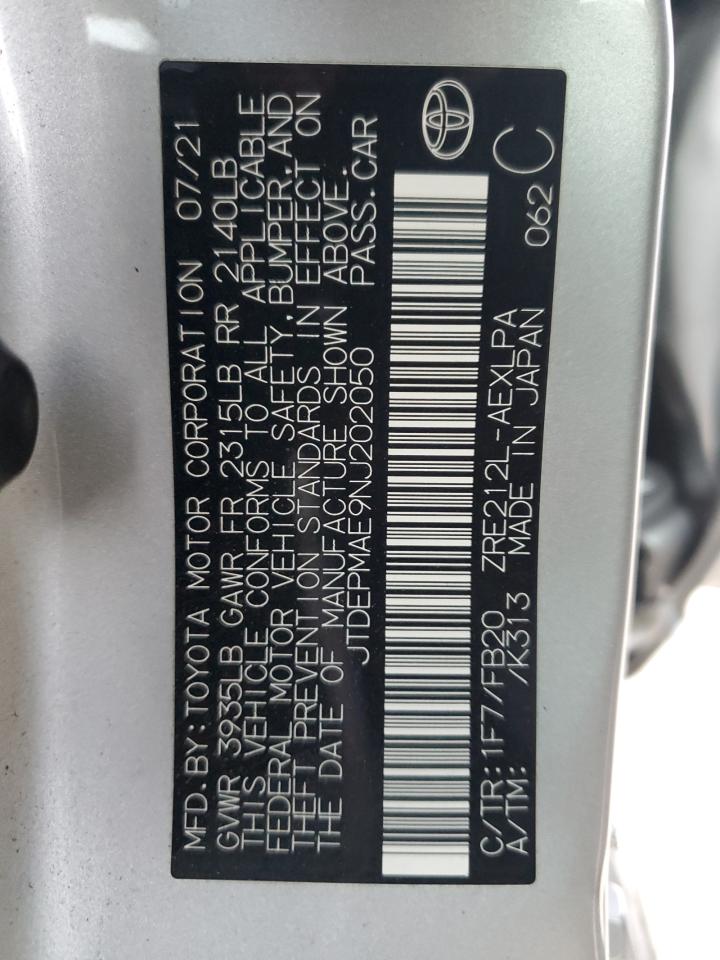 2022 Toyota Corolla VIN JTDEPMAE9NJ202050 Copart auction photo, side / minor dent/scratches damage thumbnail 12