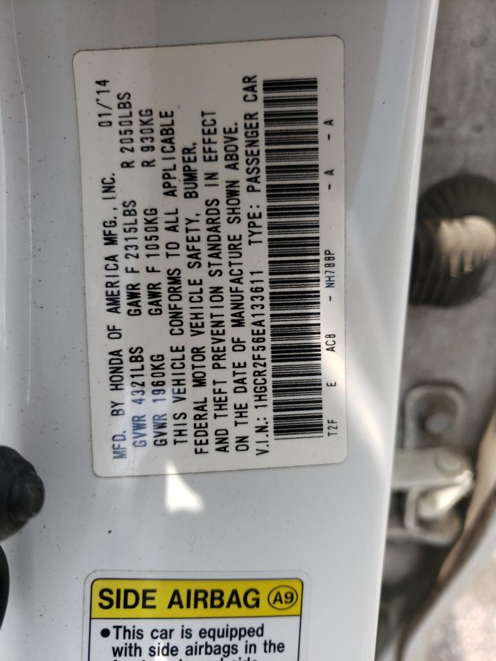 2014 Honda Accord VIN 1HGCR2F56EA133611 Copart auction photo, all over damage thumbnail 12