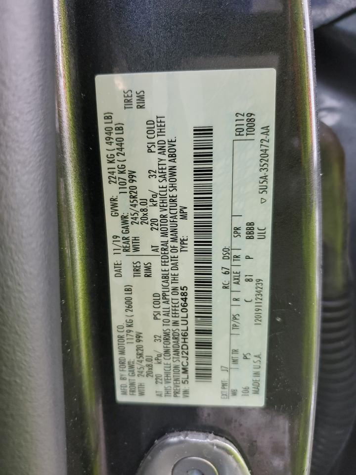 2020 Lincoln Corsair VIN 5LMCJ2DH6LUL06485 Copart auction photo, rear end / front end damage thumbnail 14