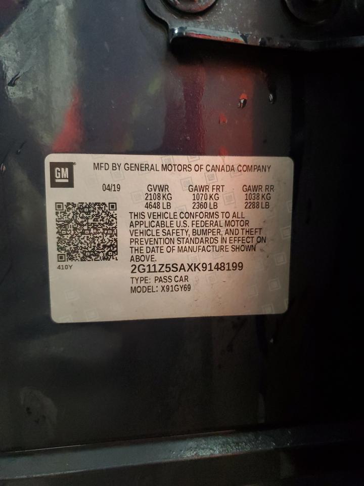 2019 Chevrolet Impala VIN 2G11Z5SAXK9148199 Copart auction photo, front end damage thumbnail 13