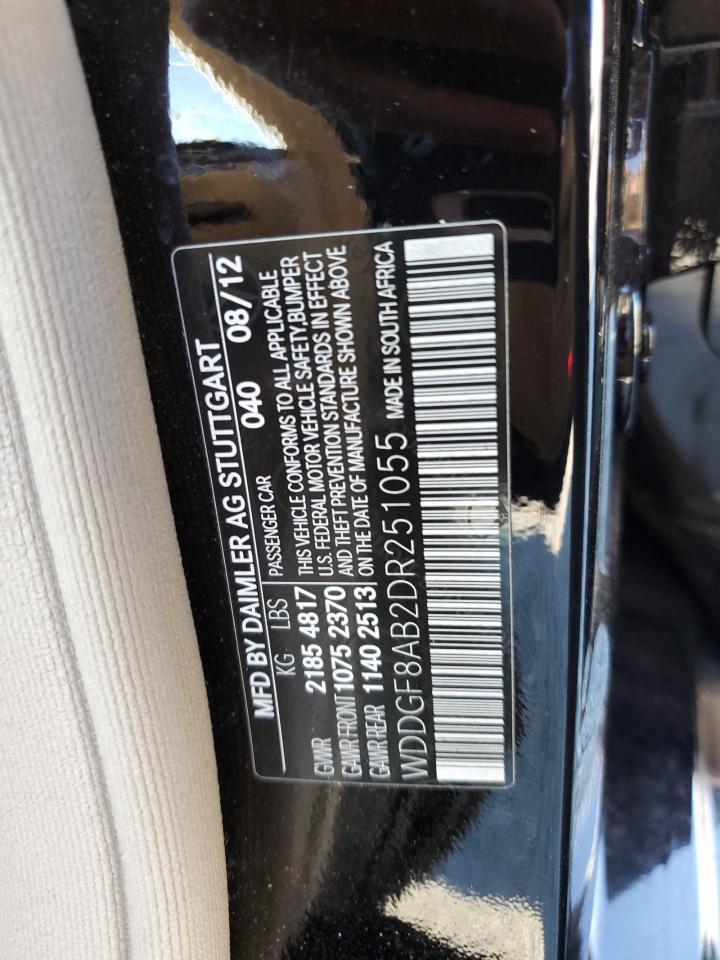 2013 Mercedes-Benz C-klasse VIN WDDGF8AB2DR251055 Copart auction photo, front end damage thumbnail 14