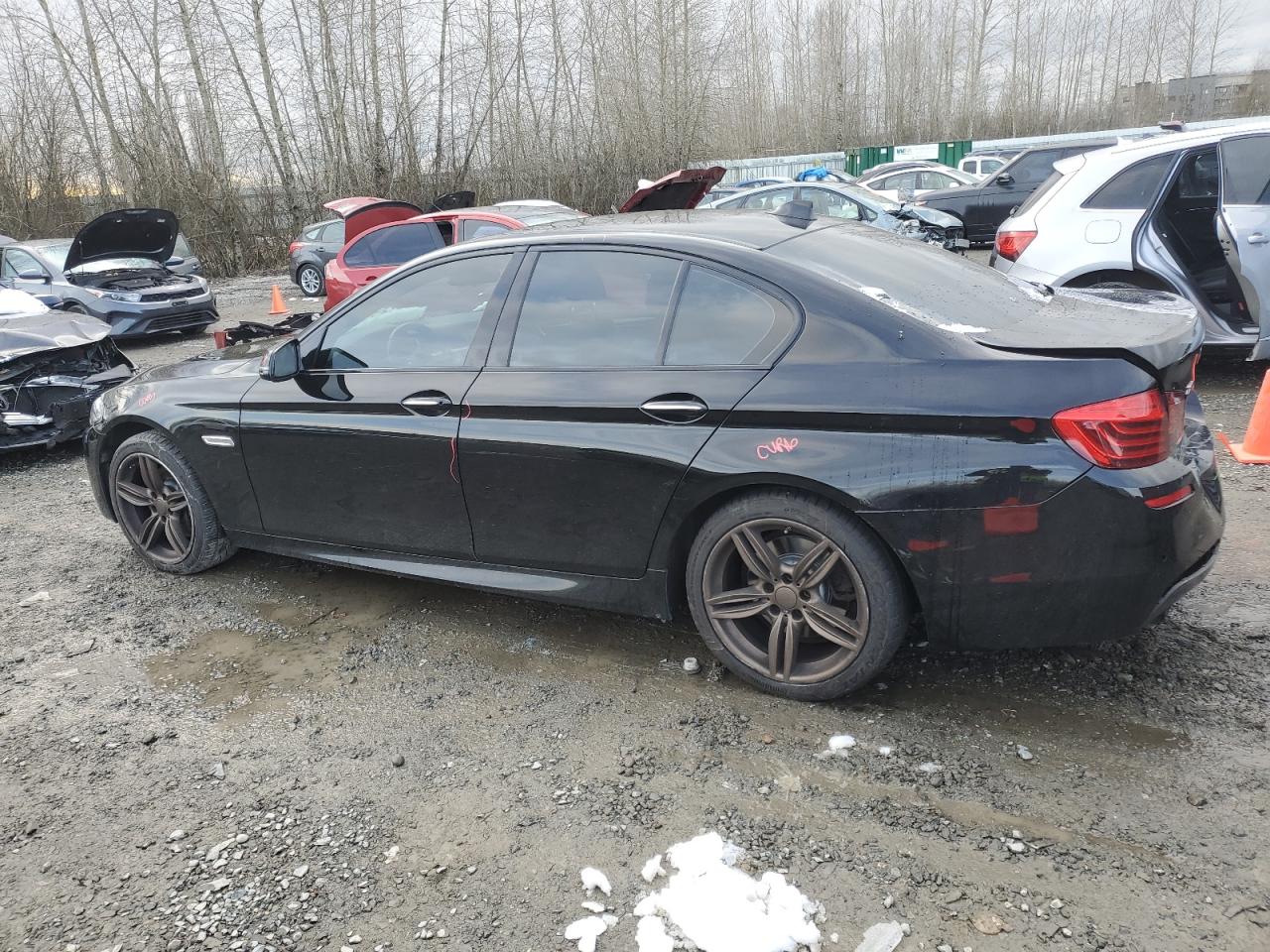 2014 BMW 5er VIN WBA5B3C55ED532561 Copart auction photo, rear end / side damage thumbnail 2