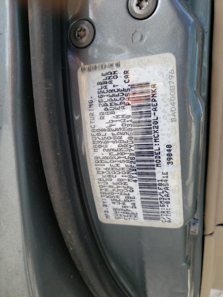 2000 Toyota Avalon VIN 4T1BF28B7YU068319 Copart auction photo, front end / side damage thumbnail 12