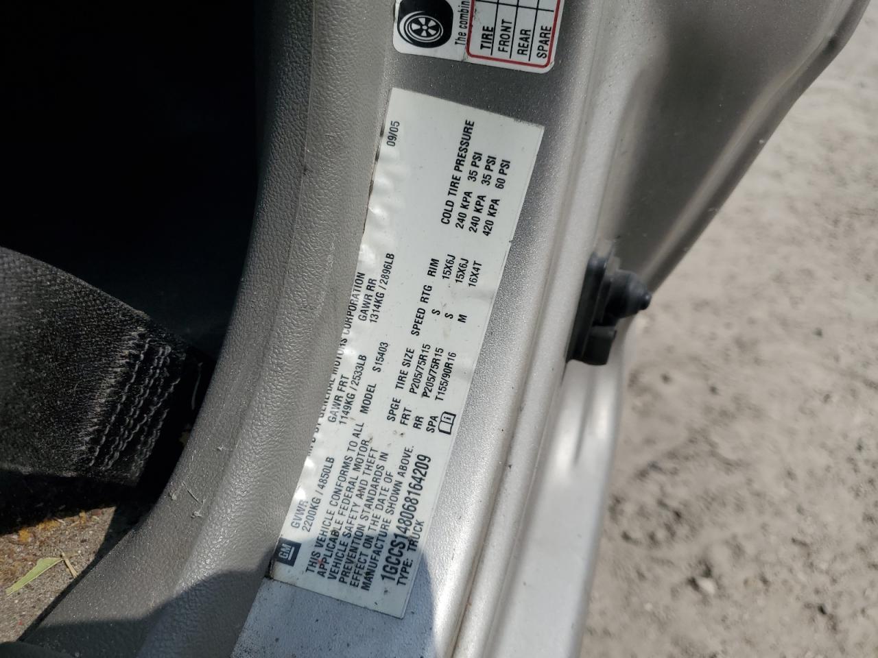 2006 Chevrolet Colorado VIN 1GCCS148068164209 Copart auction photo, front end damage thumbnail 12