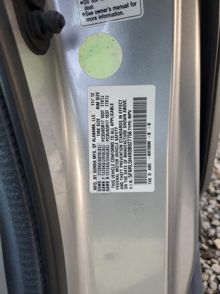 2013 Honda Odyssey VIN 5FNRL5H49DB027756 Copart auction photo, front end damage thumbnail 13