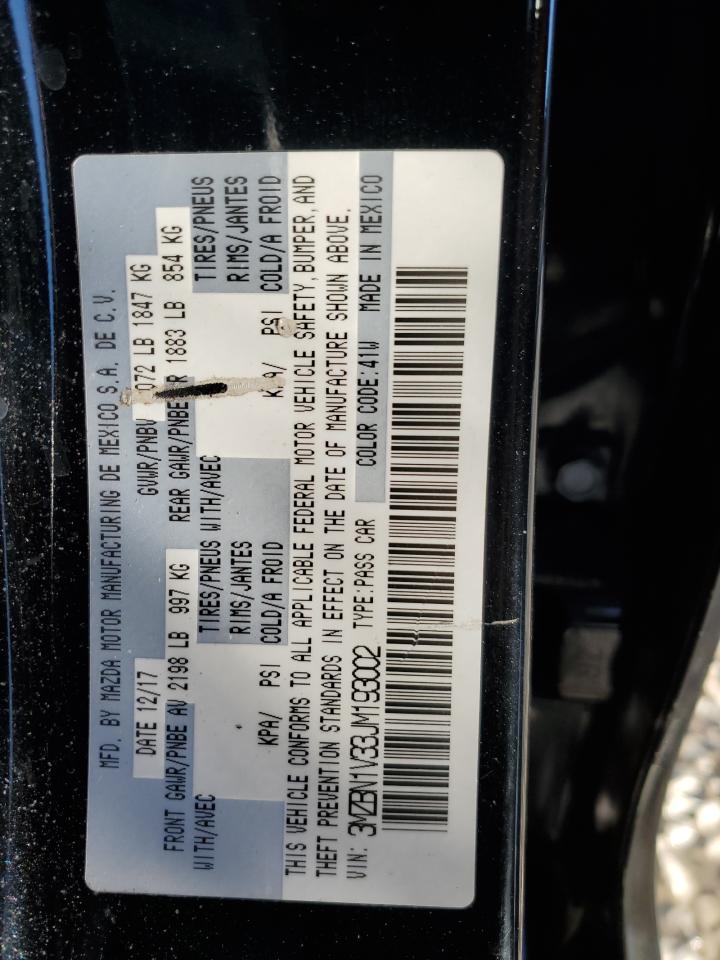 2018 Mazda 3 VIN 3MZBN1V33JM193002 Copart auction photo, front end damage thumbnail 12