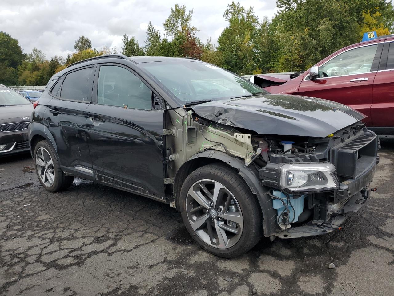 2021 Hyundai Kona VIN KM8K5CA51MU730631 Copart auction photo, front end / side damage thumbnail 4