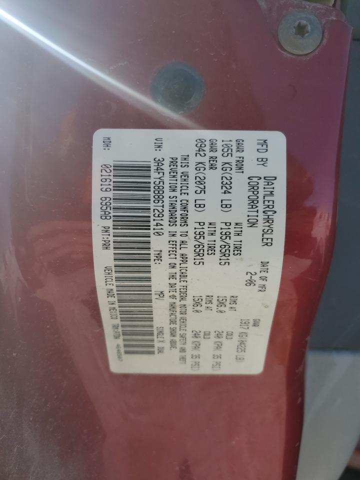 2006 Chrysler PT Cruiser VIN 3A4FY58B86T291410 Copart auction photo, hail / rear end damage thumbnail 13