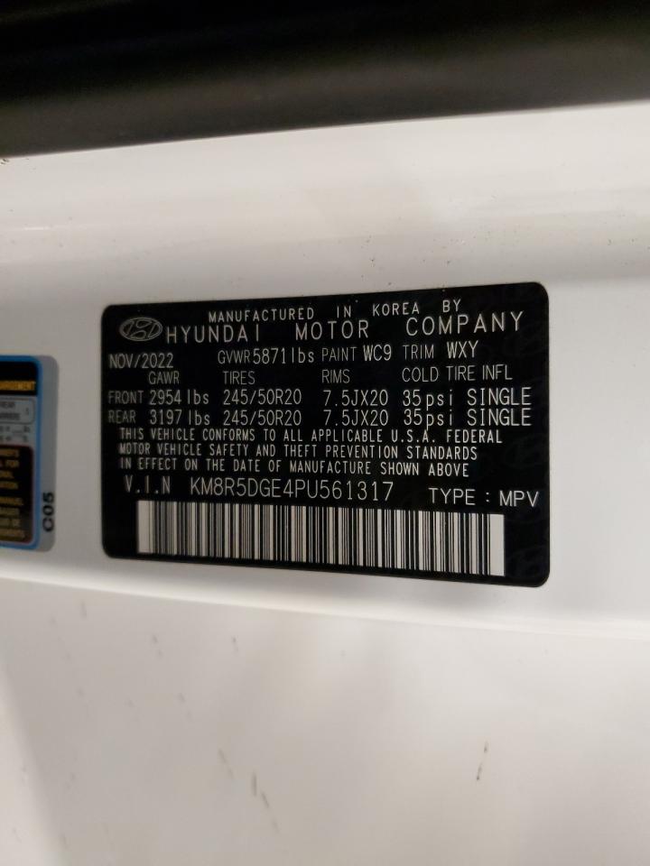 2023 Hyundai Palisade VIN KM8R5DGE4PU561317 Copart auction photo, side damage thumbnail 13
