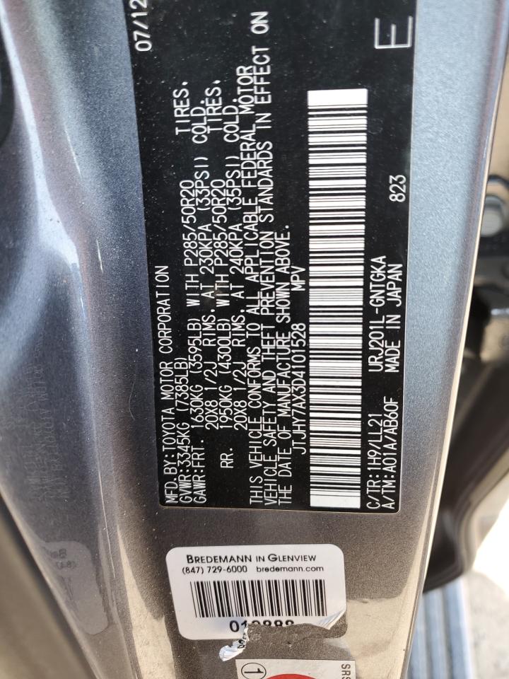 2013 Lexus LX VIN JTJHY7AX3D4101528 Copart auction photo, front end damage thumbnail 12