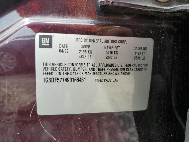 2009 Cadillac CTS VIN 1G6DF577490168451 Copart auction photo, front end damage thumbnail 12