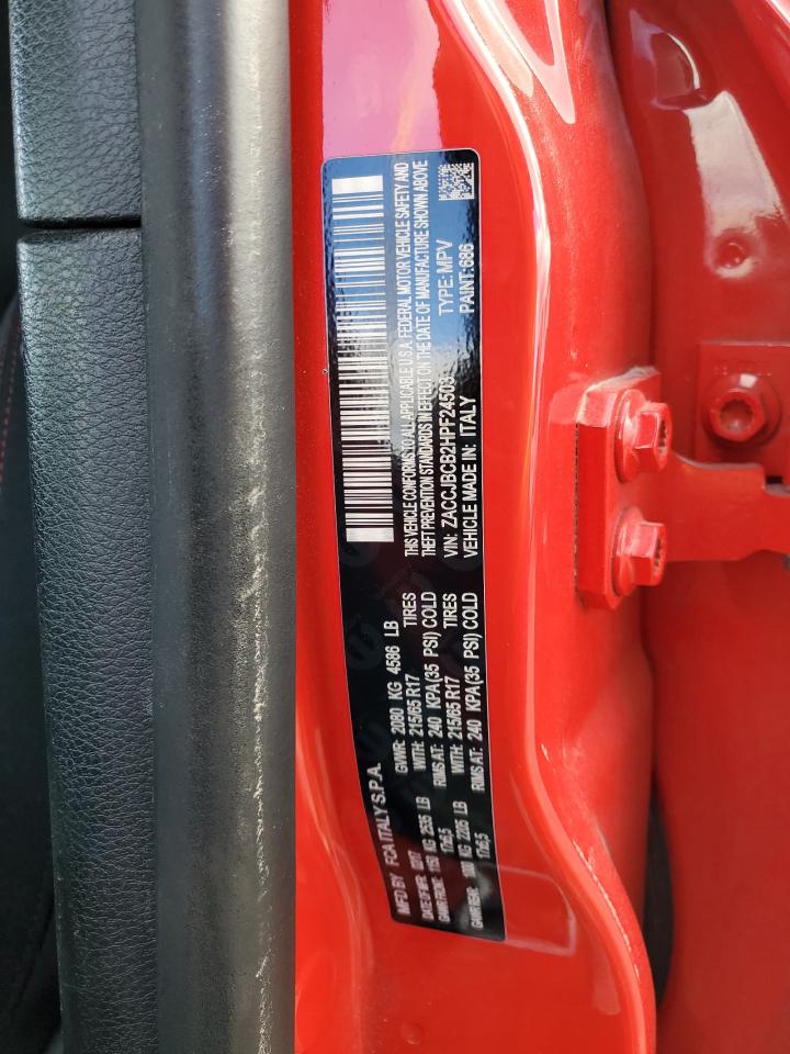 2017 Jeep Renegade VIN ZACCJBCB2HPF24503 Copart auction photo, front end / minor dent/scratches damage thumbnail 12