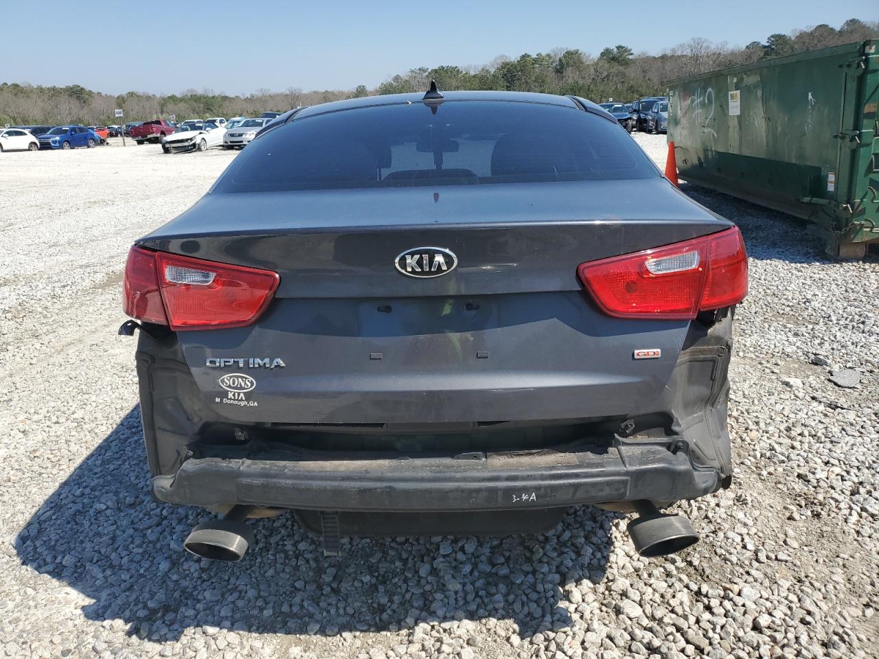 2015 KIA Optima VIN KNAGM4A76F5621581 Copart auction photo, rear end / minor dent/scratches damage thumbnail 6