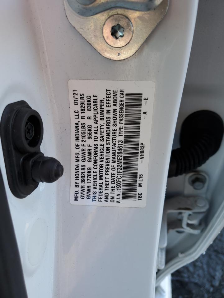 2021 Honda Civic VIN 19XFC1F32ME204613 Copart auction photo, all over damage thumbnail 13