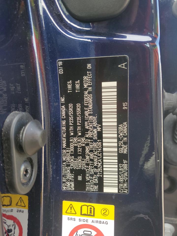 2018 Lexus RX VIN 2T2BZMCA1JC145061 Copart auction photo, side damage thumbnail 13