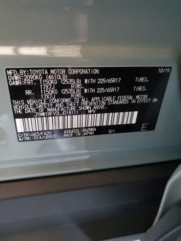 2020 Toyota RAV 4 VIN JTMW1RFV2LJ018111 Copart auction photo, front end damage thumbnail 12
