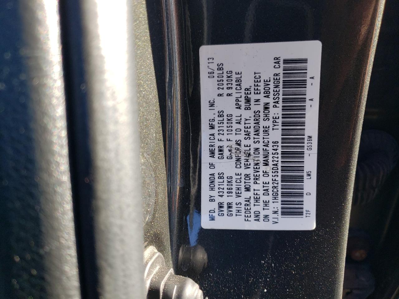 2013 Honda Accord VIN 1HGCR2F55DA225436 Copart auction photo, front end damage thumbnail 12