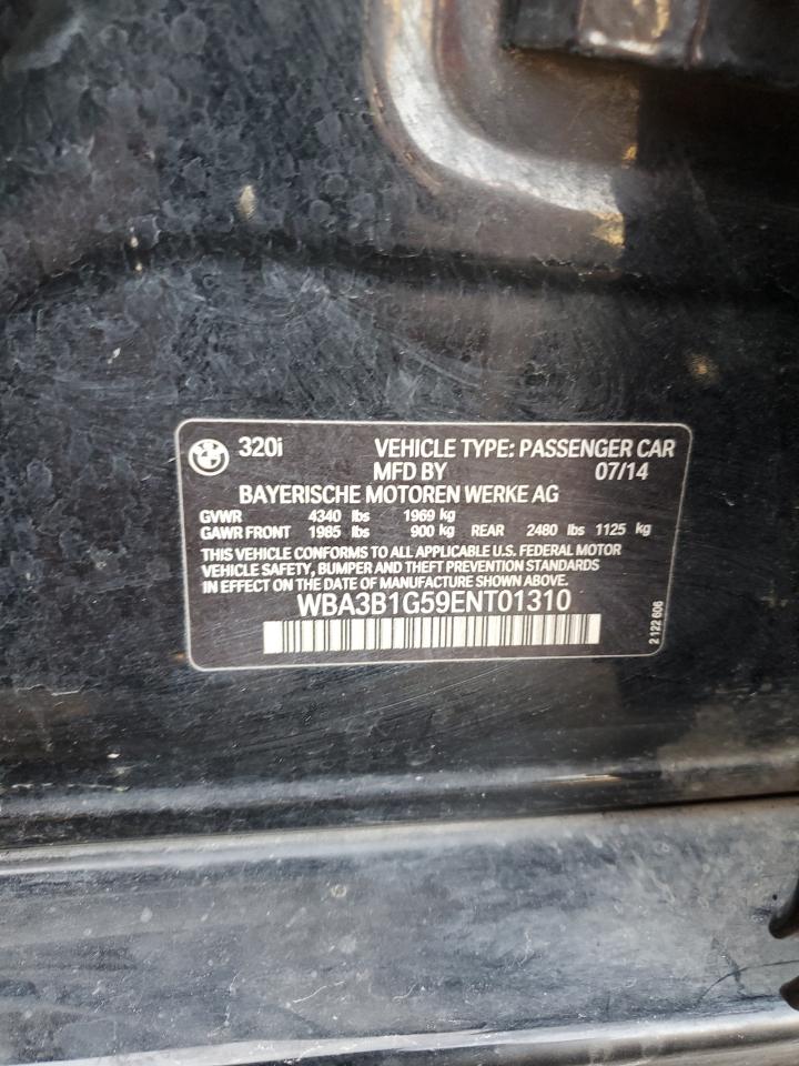 2014 BMW 3er VIN WBA3B1G59ENT01310 Copart auction photo, water/flood damage thumbnail 14