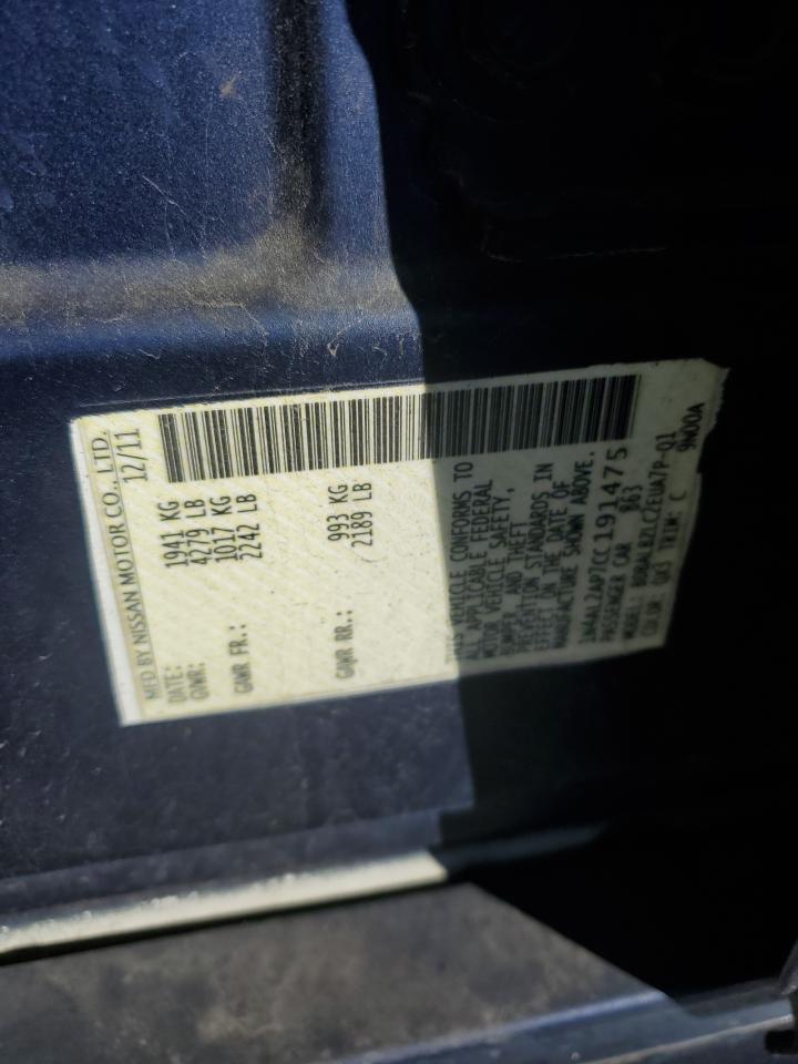 2012 Nissan Altima VIN 1N4AL2AP7CC191475 Copart auction photo, front end damage thumbnail 14