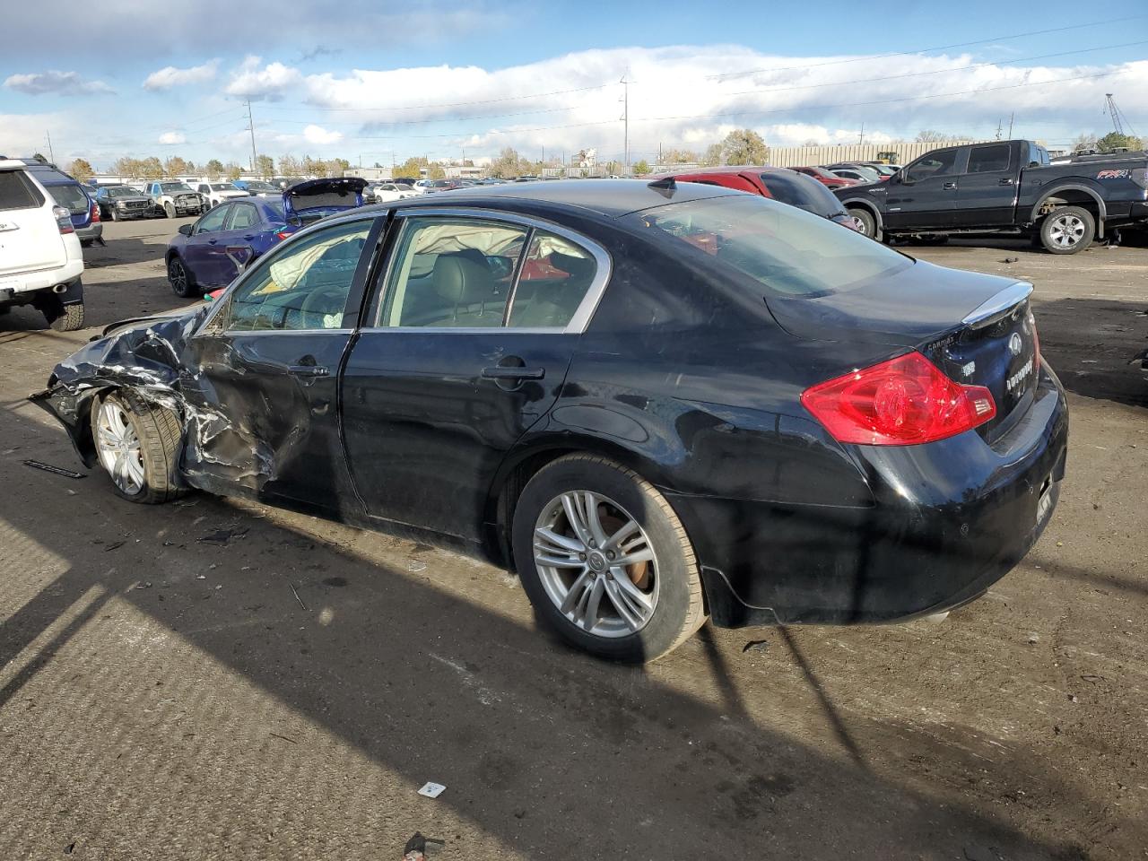 2012 Infiniti G VIN JN1CV6ARXCM682545 Copart auction photo, side / front end damage thumbnail 2