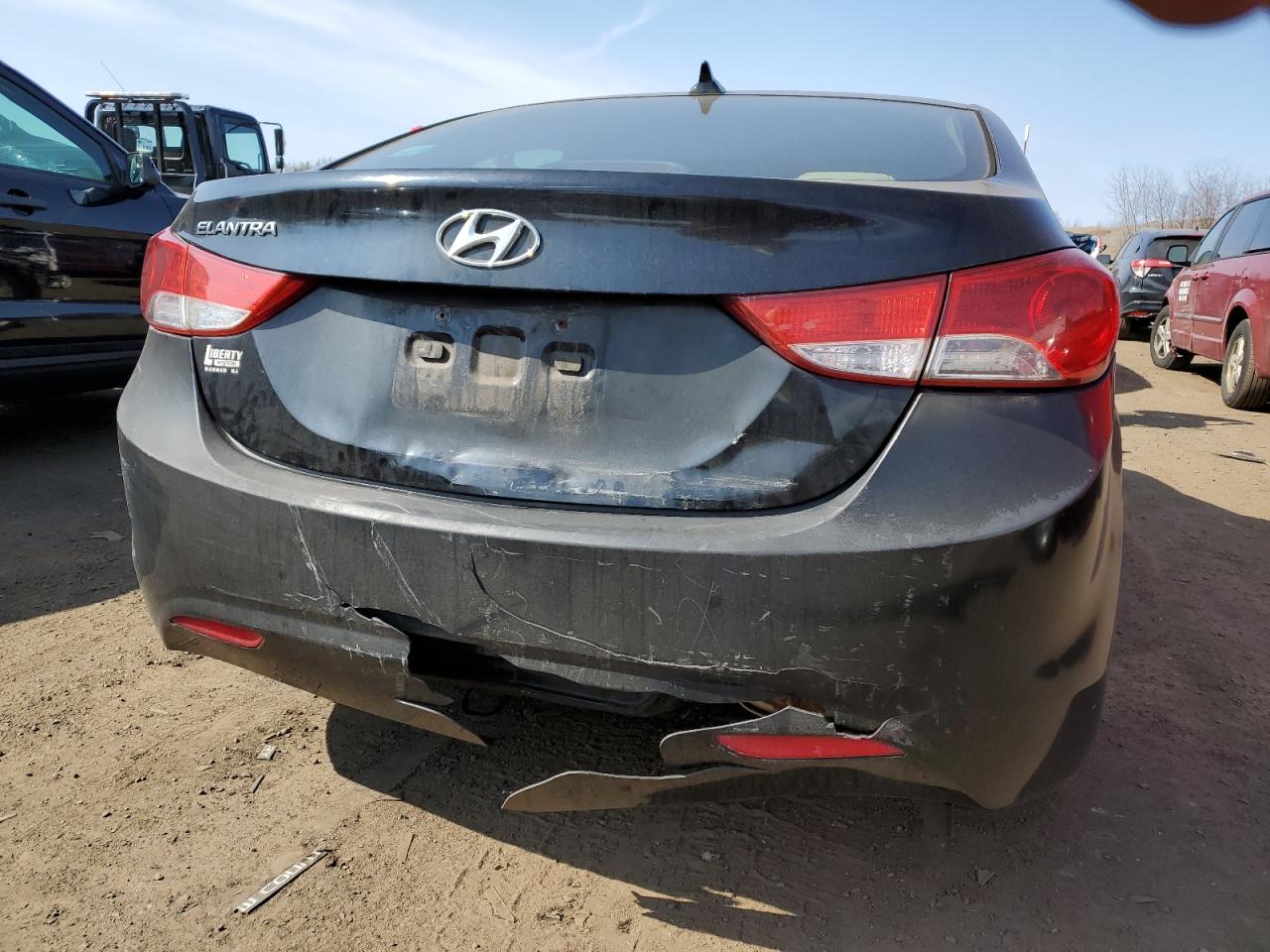 2012 Hyundai Elantra VIN KMHDH4AE1CU385671 Copart auction photo, rear end damage thumbnail 6