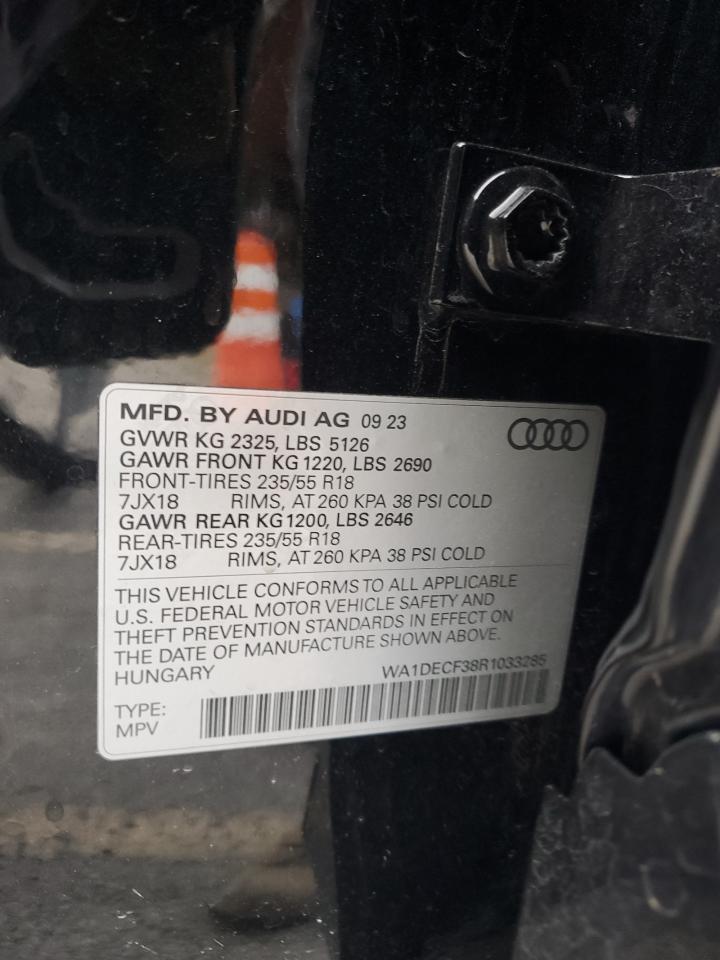 2024 Audi Q3 VIN WA1DECF38R1033285 Copart auction photo, front end / undercarriage damage thumbnail 15