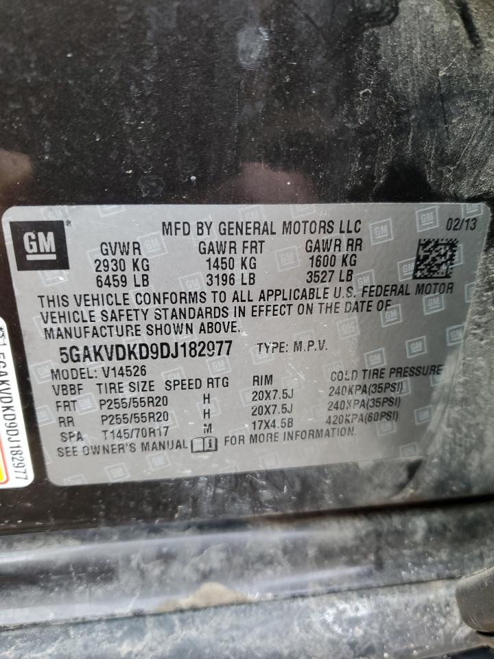 2013 Buick Enclave VIN 5GAKVDKD9DJ182977 Copart auction photo, front end / rear end damage thumbnail 14