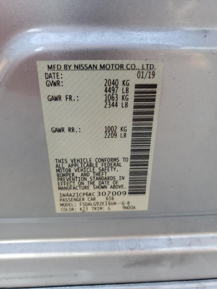 2019 Nissan Leaf VIN 1N4AZ1CP6KC307009 Copart auction photo, front end damage thumbnail 13