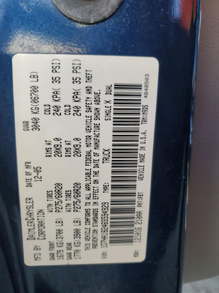 2006 Dodge RAM VIN 1D7HA18246S594929 Copart auction photo, side damage thumbnail 12